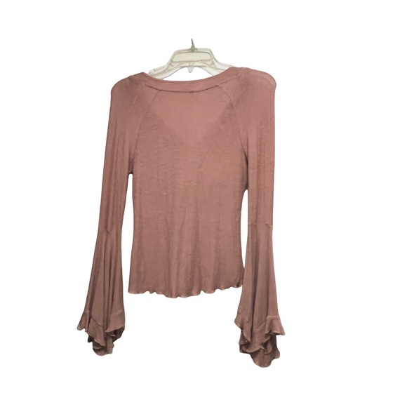 Free People So Dramatic Long Bell Sleeve Blouse in Pink - Picture 2 of 6